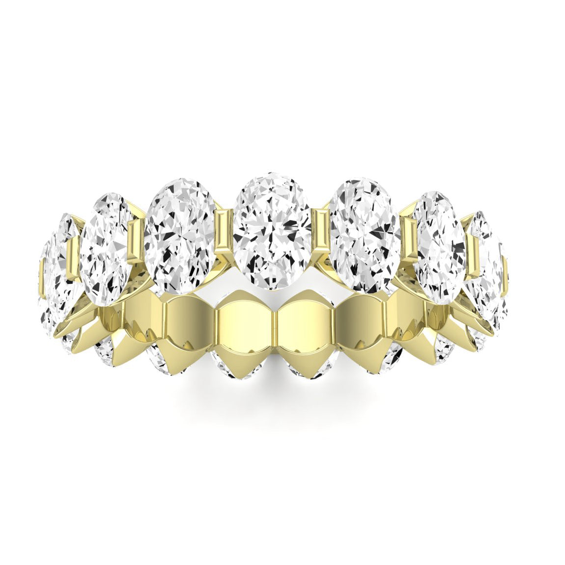 Silk Oval Cut Moissanite Eternity Band yellowgold