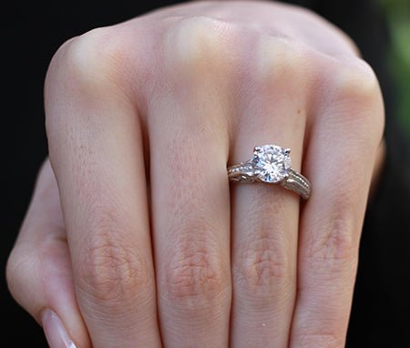 Verbena Round Moissanite Engagement Ring whitegold
