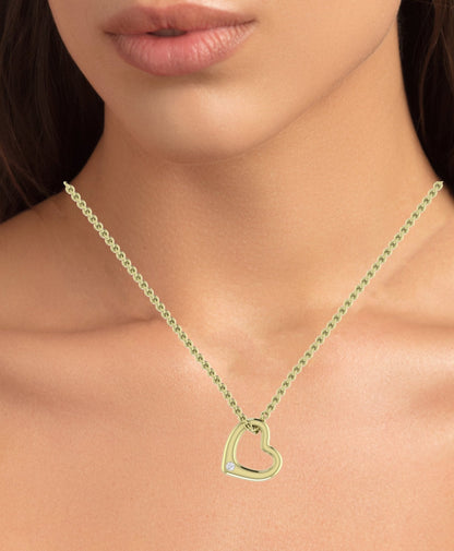 Virginia - Heart Shape Moissanite Accented Necklace yellowgold