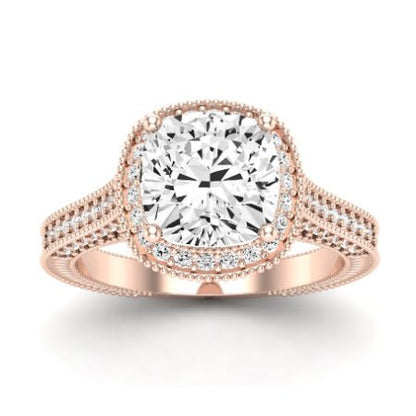 Wallflower Diamond Matching Band Only ( Engagement Ring Not Included) For Ring With Cushion Center rosegold