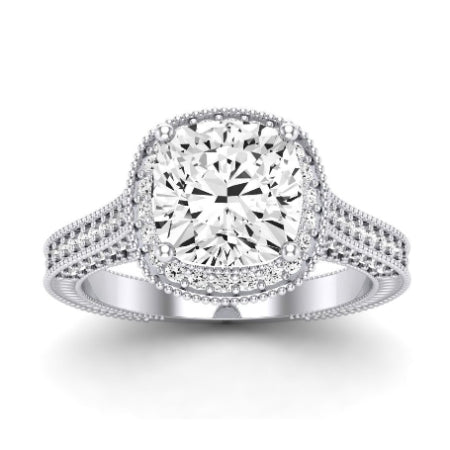 Wallflower Diamond Matching Band Only ( Engagement Ring Not Included) For Ring With Cushion Center whitegold
