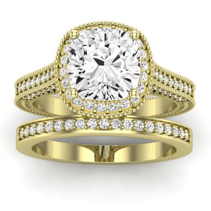 Wallflower Diamond Matching Band Only ( Engagement Ring Not Included) For Ring With Cushion Center yellowgold