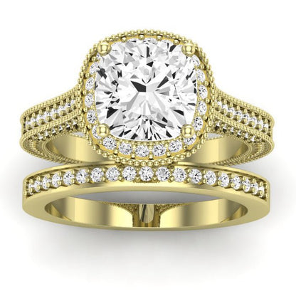 Wallflower Diamond Matching Band Only ( Engagement Ring Not Included) For Ring With Cushion Center yellowgold