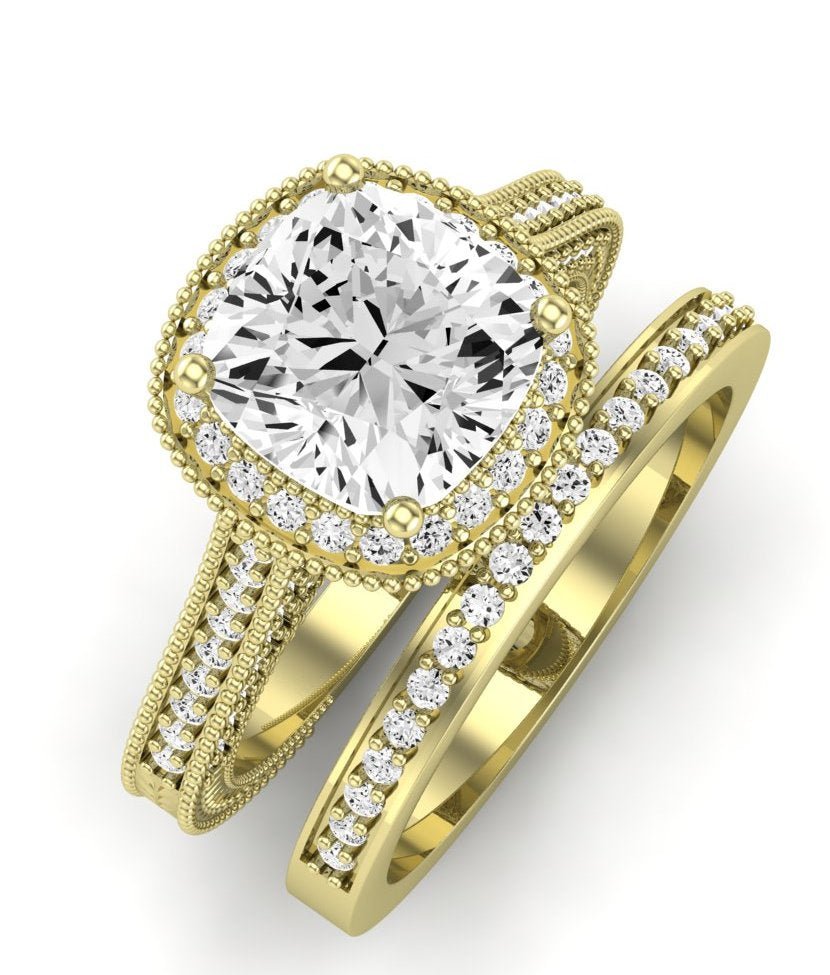 Wallflower Diamond Matching Band Only ( Engagement Ring Not Included) For Ring With Cushion Center yellowgold