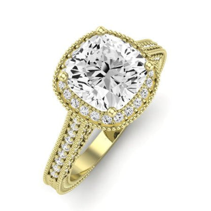 Wallflower Diamond Matching Band Only ( Engagement Ring Not Included) For Ring With Cushion Center yellowgold