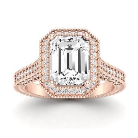 Wallflower Diamond Matching Band Only ( Engagement Ring Not Included) For Ring With Emerald Center rosegold