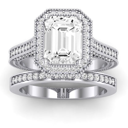 Wallflower Diamond Matching Band Only ( Engagement Ring Not Included) For Ring With Emerald Center whitegold