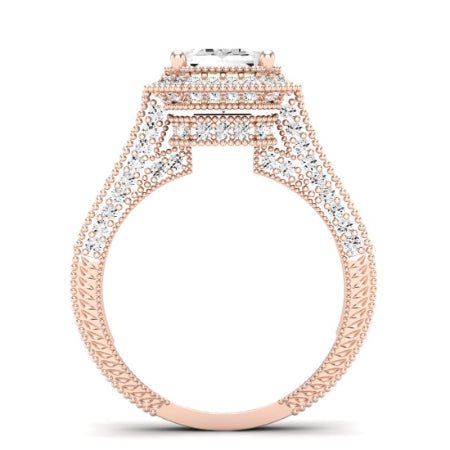 Wallflower Emerald Moissanite Bridal Set rosegold
