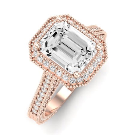 Wallflower Emerald Moissanite Bridal Set rosegold