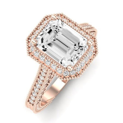 Wallflower Emerald Moissanite Bridal Set rosegold