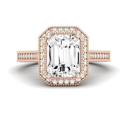 Wallflower Emerald Moissanite Bridal Set rosegold