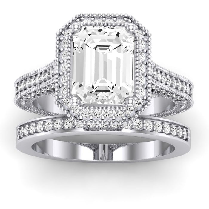 Wallflower Emerald Moissanite Bridal Set whitegold