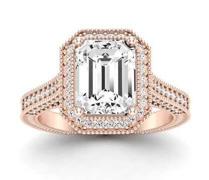 Wallflower Emerald Moissanite Engagement Ring rosegold