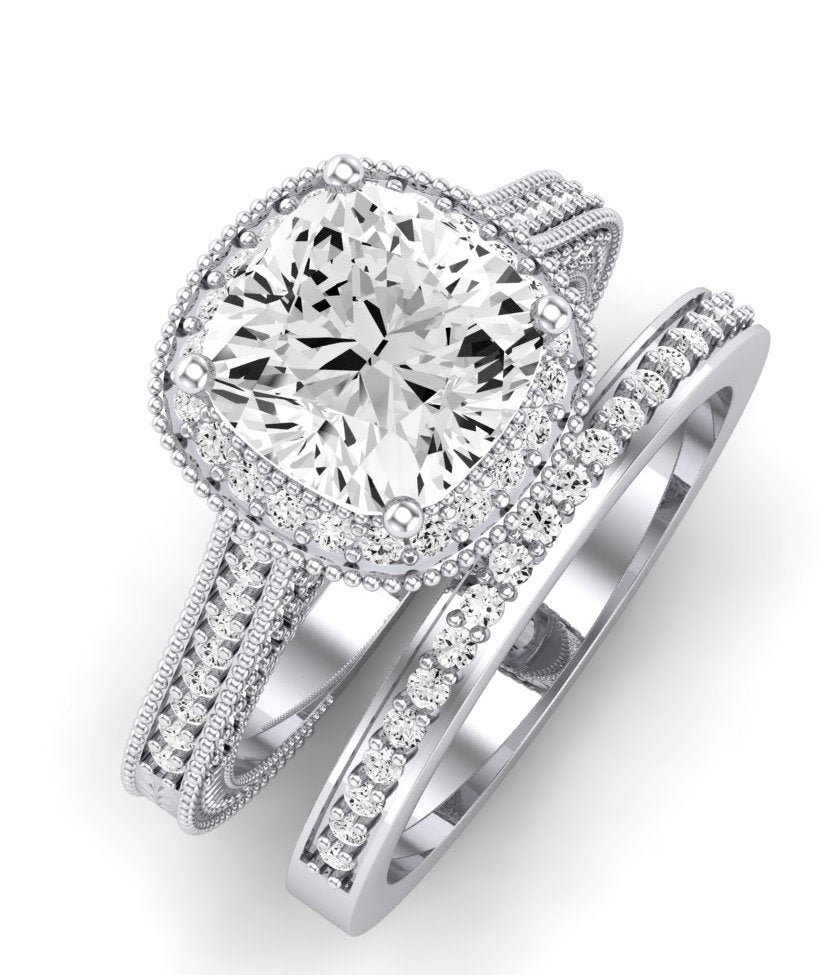 Wallflower Diamond Matching Band Only ( Engagement Ring Not Included) For Ring With Cushion Center whitegold