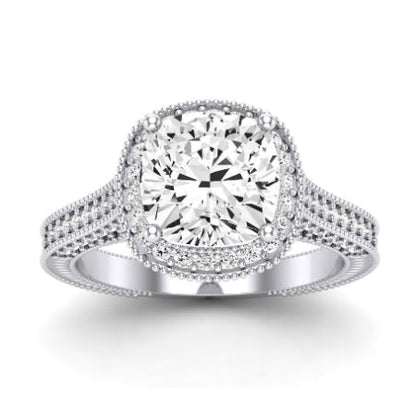 Wallflower Diamond Matching Band Only ( Engagement Ring Not Included) For Ring With Cushion Center whitegold