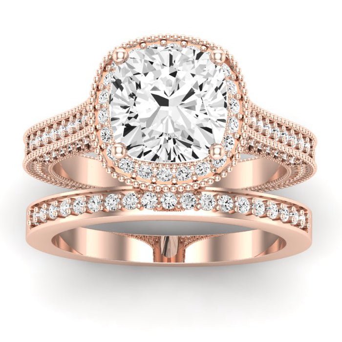 Wallflower Diamond Matching Band Only ( Engagement Ring Not Included) For Ring With Cushion Center rosegold
