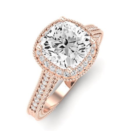 Wallflower Diamond Matching Band Only ( Engagement Ring Not Included) For Ring With Cushion Center rosegold
