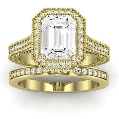 Wallflower Diamond Matching Band Only ( Engagement Ring Not Included) For Ring With Emerald Center yellowgold