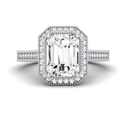 Wallflower Diamond Matching Band Only ( Engagement Ring Not Included) For Ring With Emerald Center whitegold