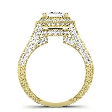 Wallflower Moissanite Matching Band Only ( Engagement Ring Not Included) For Ring With Emerald Center yellowgold