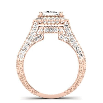 Wallflower Moissanite Matching Band Only ( Engagement Ring Not Included) For Ring With Emerald Center rosegold