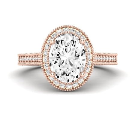 Wallflower Moissanite Matching Band Only ( Engagement Ring Not Included) For Ring With Oval Center rosegold