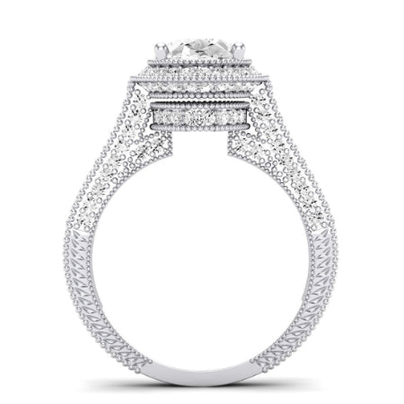 Wallflower Moissanite Matching Band Only ( Engagement Ring Not Included) For Ring With Oval Center whitegold