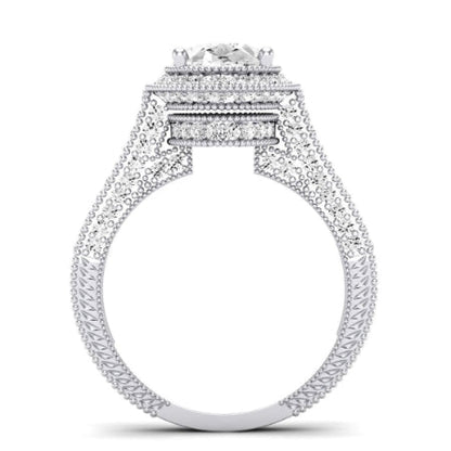 Wallflower Moissanite Matching Band Only ( Engagement Ring Not Included) For Ring With Oval Center whitegold