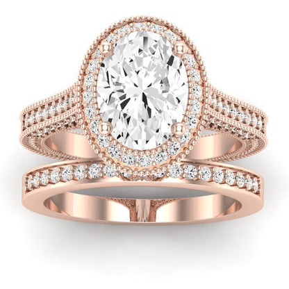 Wallflower Moissanite Matching Band Only ( Engagement Ring Not Included) For Ring With Oval Center rosegold