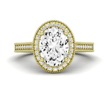 Wallflower Moissanite Matching Band Only ( Engagement Ring Not Included) For Ring With Oval Center yellowgold