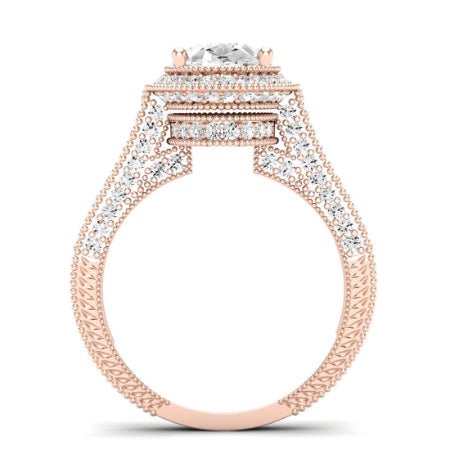 Wallflower Moissanite Matching Band Only ( Engagement Ring Not Included) For Ring With Oval Center rosegold