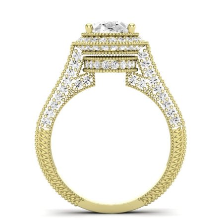 Wallflower Moissanite Matching Band Only ( Engagement Ring Not Included) For Ring With Oval Center yellowgold