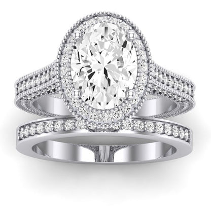 Wallflower Moissanite Matching Band Only ( Engagement Ring Not Included) For Ring With Oval Center whitegold