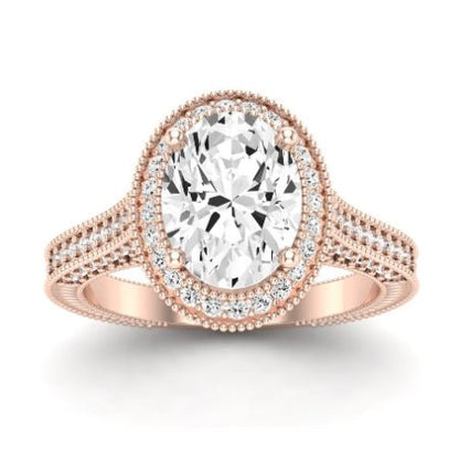 Wallflower Moissanite Matching Band Only ( Engagement Ring Not Included) For Ring With Oval Center rosegold