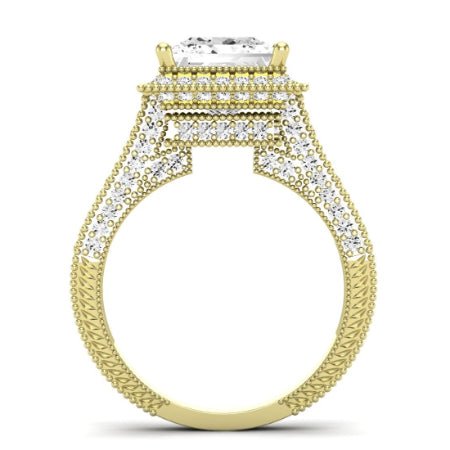 Wallflower Moissanite Matching Band Only (does Not Include Engagement Ring) For Ring With Princess Center yellowgold
