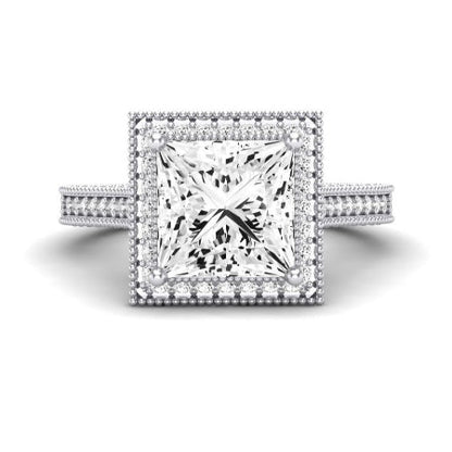 Wallflower Moissanite Matching Band Only (does Not Include Engagement Ring) For Ring With Princess Center whitegold