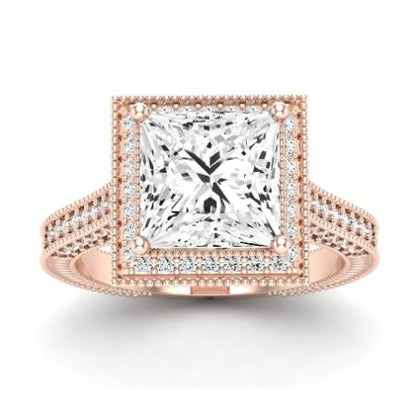 Wallflower Moissanite Matching Band Only (does Not Include Engagement Ring) For Ring With Princess Center rosegold