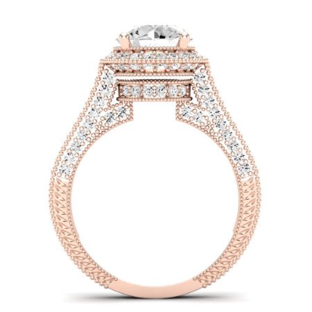 Wallflower Moissanite Matching Band Only (does Not Include Engagement Ring) For Ring With Round Center rosegold