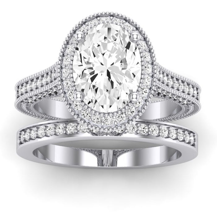 Wallflower Oval Moissanite Bridal Set whitegold