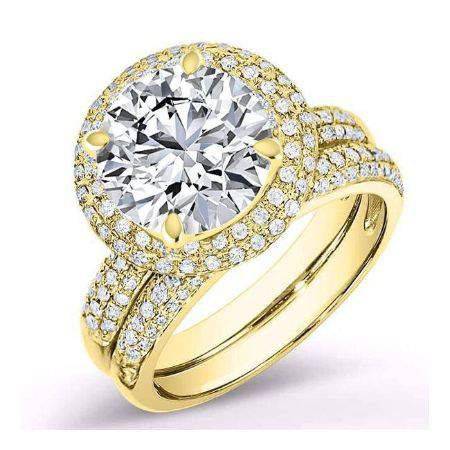 Winterberry Moissanite Matching Band Only (engagement Ring Not Included) For Ring With Round Center yellowgold