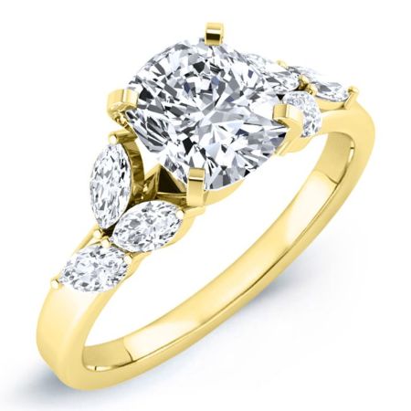 Wisteria Moissanite Matching Band Only (engagement Ring Not Included) For Ring With Cushion Center yellowgold