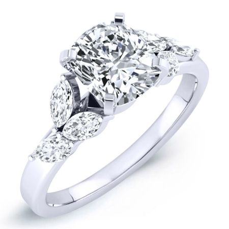 Wisteria Moissanite Matching Band Only (engagement Ring Not Included) For Ring With Cushion Center whitegold