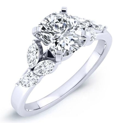 Wisteria Moissanite Matching Band Only (engagement Ring Not Included) For Ring With Cushion Center whitegold