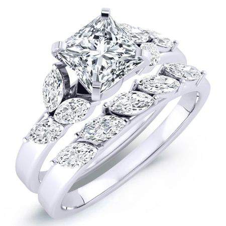 Wisteria Moissanite Matching Band Only (engagement Ring Not Included) For Ring With Princess Center whitegold
