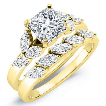 Wisteria Moissanite Matching Band Only (engagement Ring Not Included) For Ring With Princess Center yellowgold