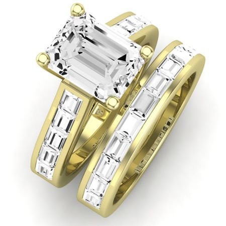 Yarrow Emerald Moissanite Bridal Set yellowgold