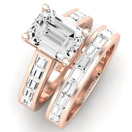 Yarrow Emerald Moissanite Bridal Set rosegold