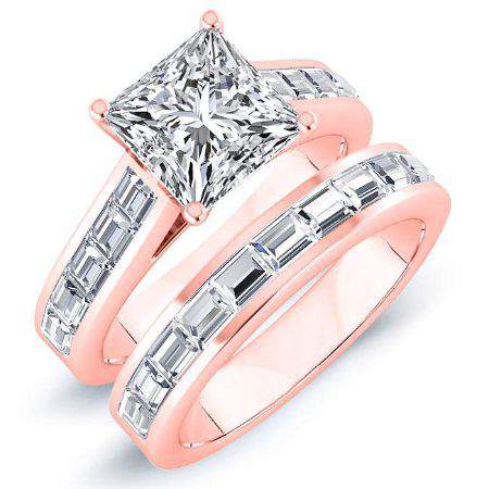 Yarrow Moissanite Matching Band Only (engagement Ring Not Included) For Ring With Princess Center rosegold