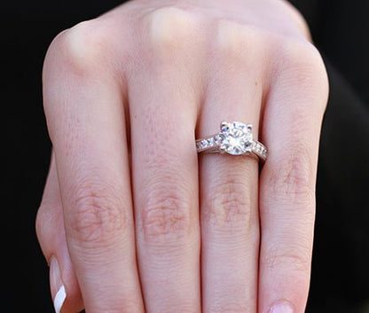 Yarrow Round Moissanite Engagement Ring whitegold