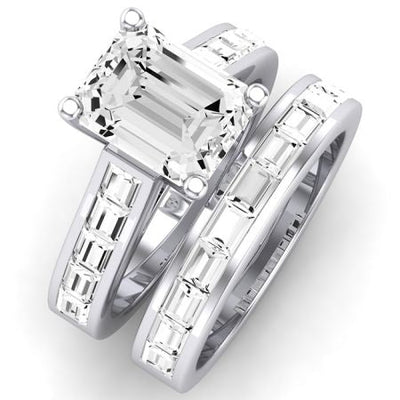 Yarrow Diamond Matching Band Only (engagement Ring Not Included) For Ring With Emerald Center whitegold